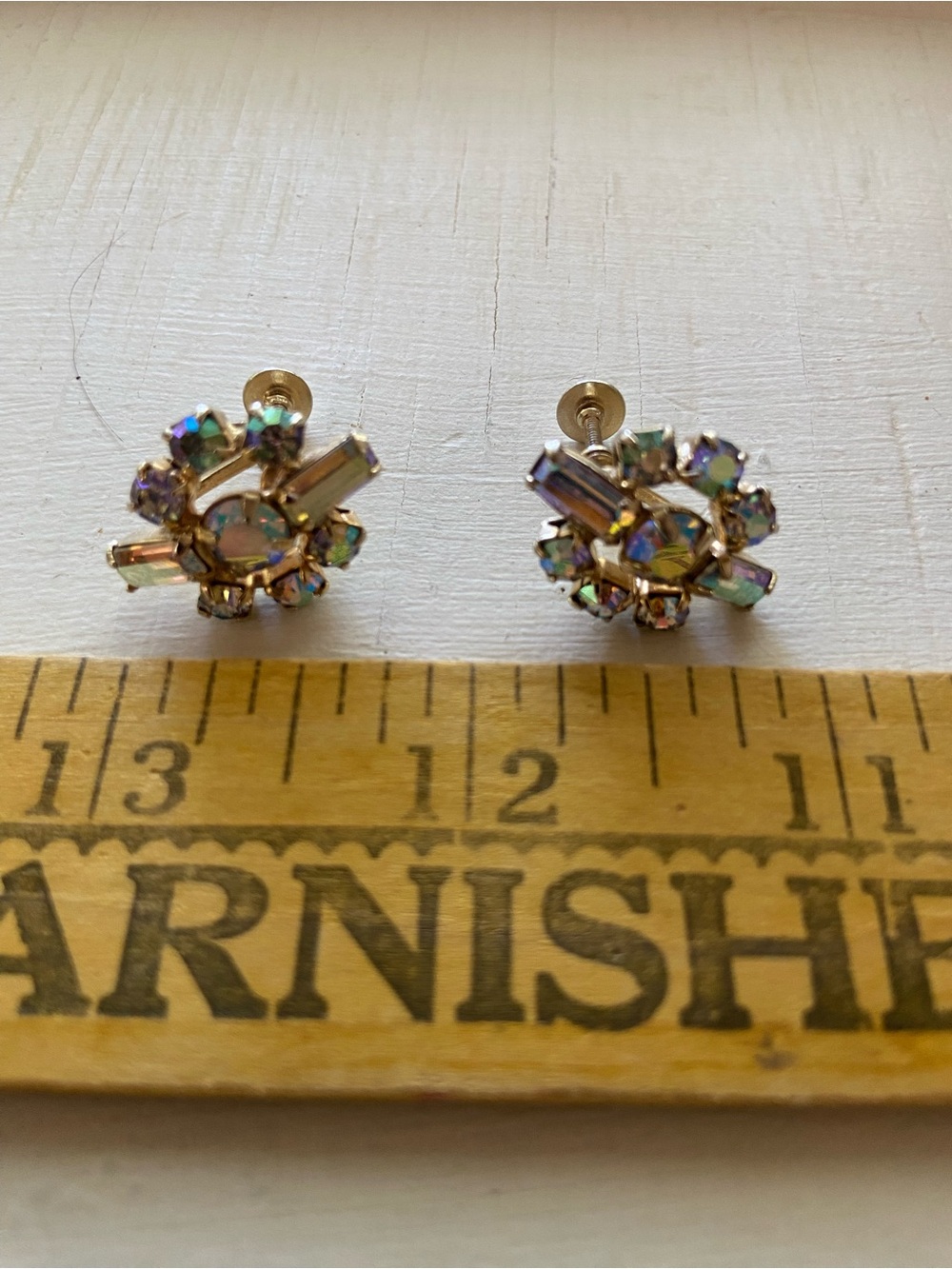 Aurora Borealis Cluster Stud Earrings - Sparkling Iridescent Gold